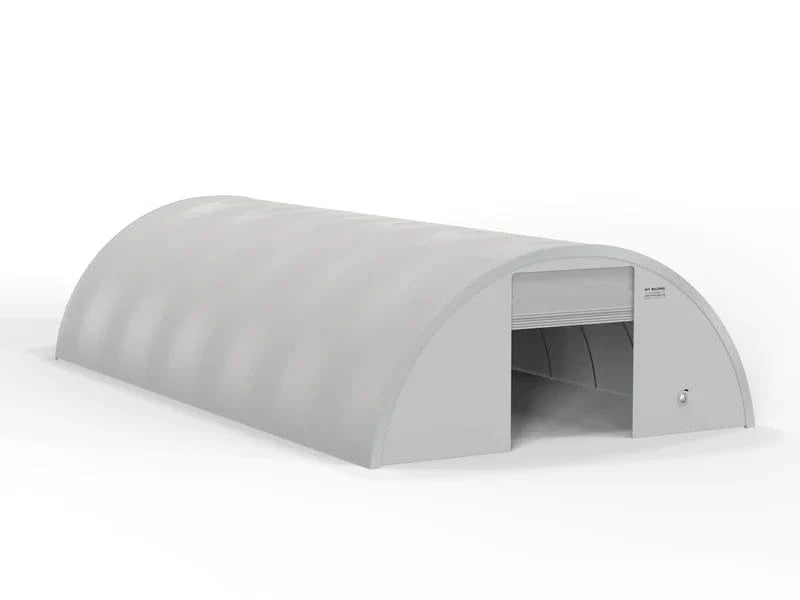 Single Truss – Round temporary Storage building – Winch door - Grey