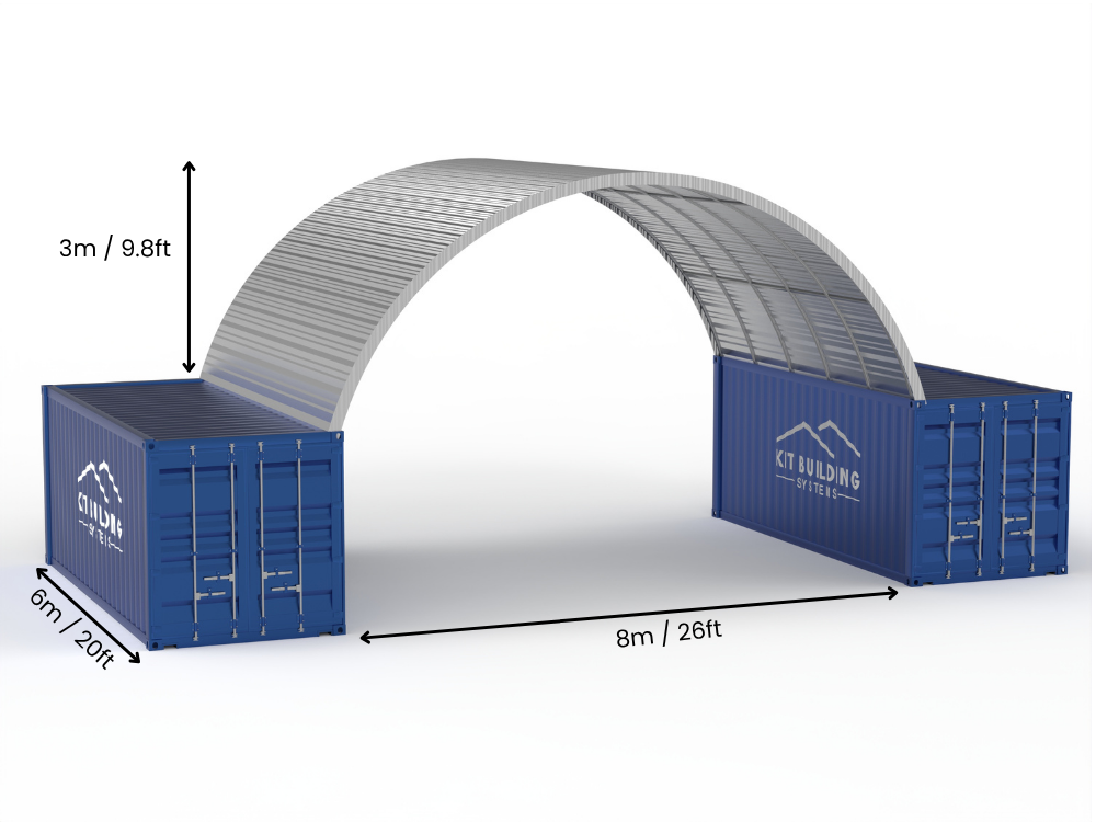 Coberturas de Contêiner de Aço - 20ft x 40ft x 6,5ft (6m x 12m x 2m)