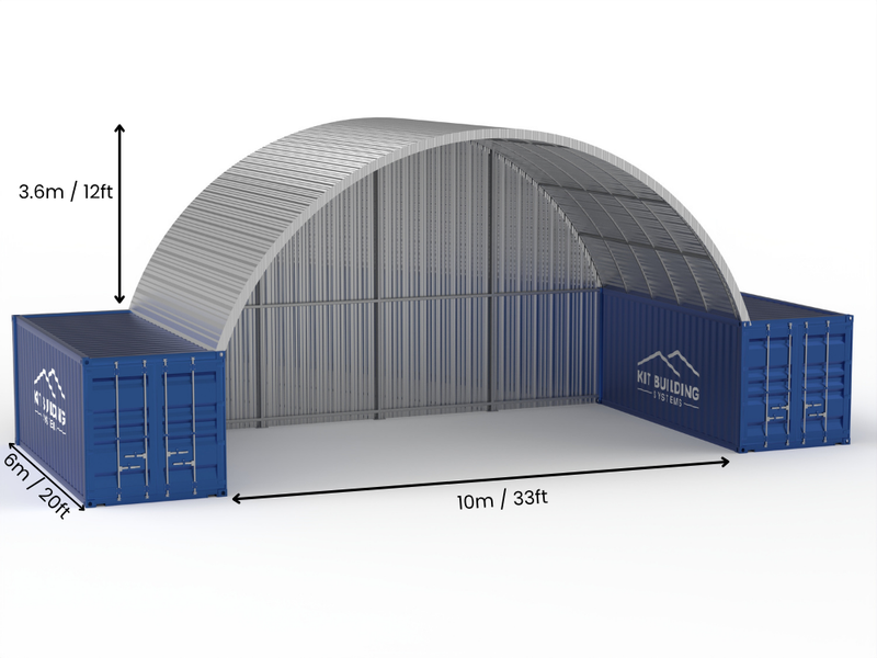 Coberturas de Contêiner de Aço - 33ft x 20ft x 12ft (10m x 6m x 3,6m)