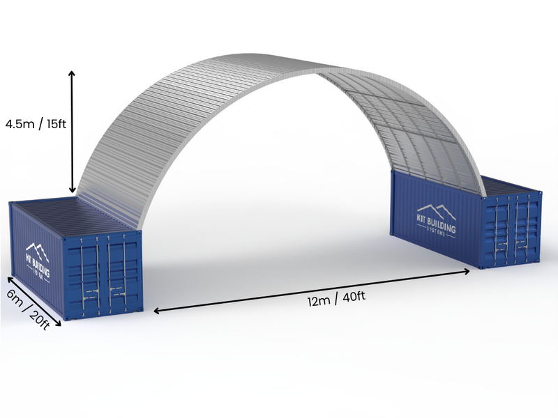 Coberturas de Contêiner de Aço - 40ft x 40ft x 15ft (12m x 12m x 4,5m)