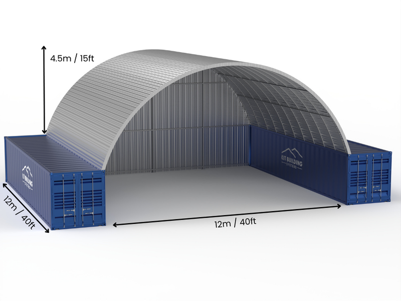 Coberturas de Contêiner de Aço - 40ft x 40ft x 15ft (12m x 12m x 4,5m)