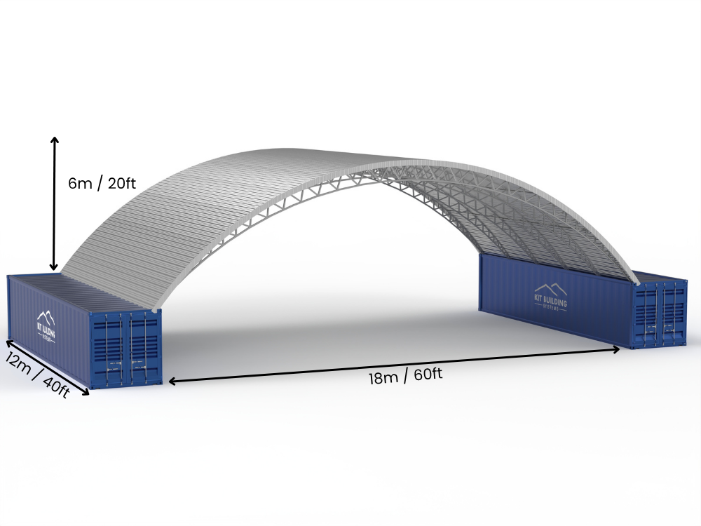 Coberturas de Contêiner de Aço - 60ft x 40ft x 20ft (18m x 12m x 6,1m)