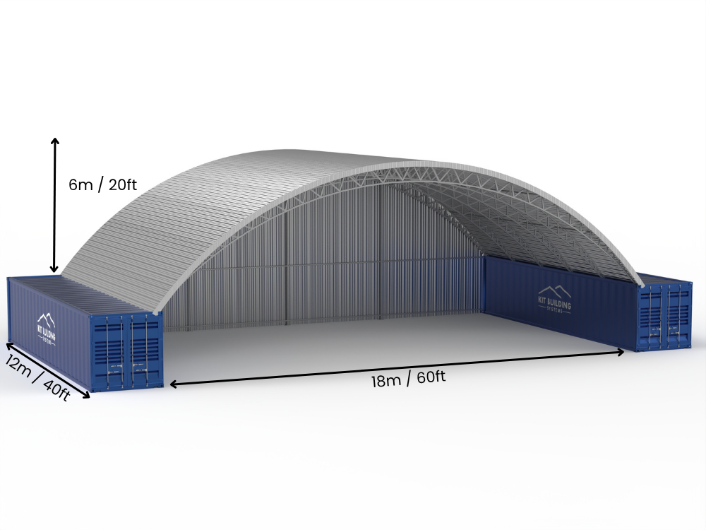 Coberturas de Contêiner de Aço - 60ft x 40ft x 20ft (18m x 12m x 6,1m)
